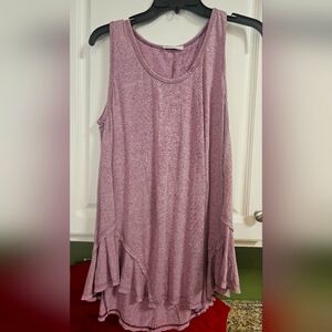 Entro Pink Asymmetrical Ruffled Tank Top Size Medium